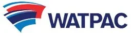 WATPAC logo featuring stylized red, blue, and white curved shapes to the left of the bold blue text “WATPAC” on a white background.